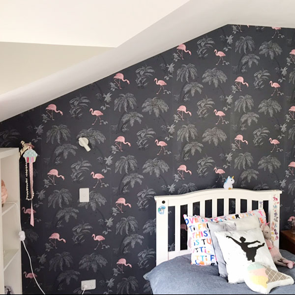 Childs bedroom wallpaper feature wall by Davis decor