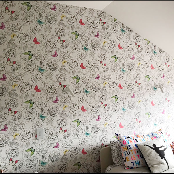 girls bedroom feature wallpaper by Davis decor queenstown